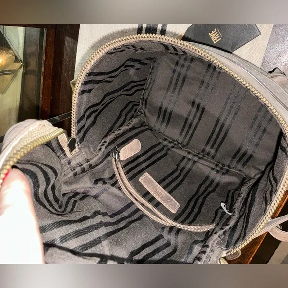 Frye Melissa Leather Zip Backpack Gray Grey Retail $358 - Picture 12 of 13